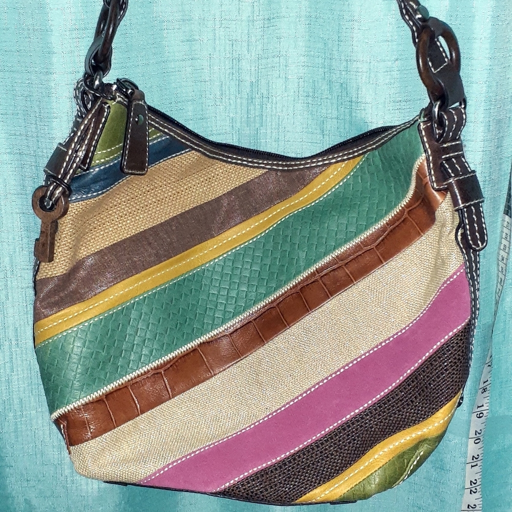 Fossil leather patchwork hobo purse